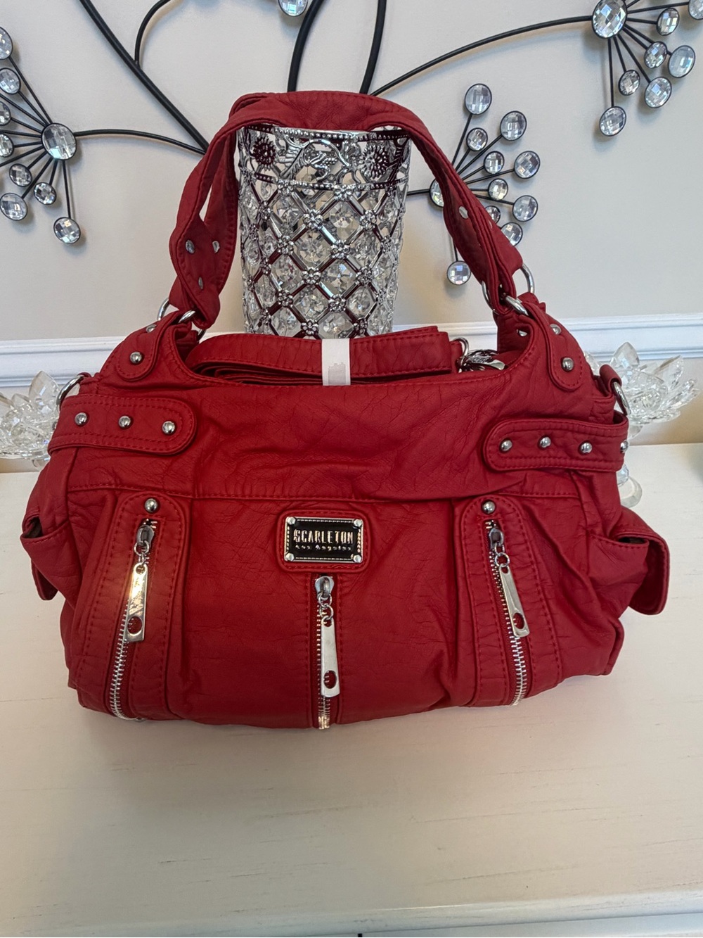 Scarleton Red Quilted Shoulder Bag - Picture 2 of 6